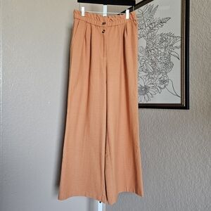 Stylish High Rise Orange Wide-Leg Pants Medium